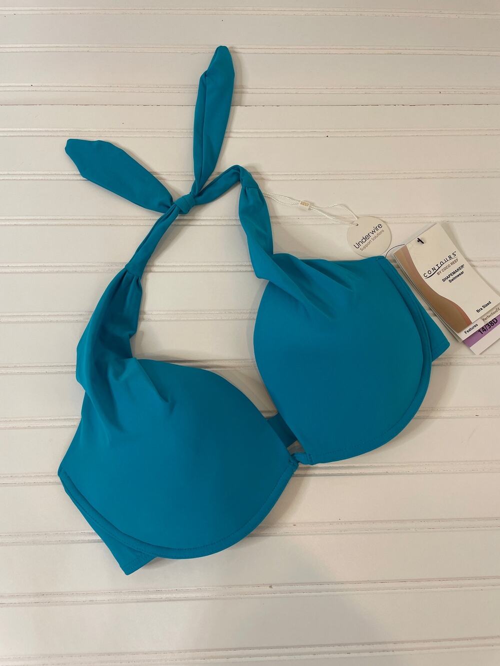 NWT Coco Reef Womens Capri Blue Push Up Underwire Swim Bra Bikini Top Size 38D